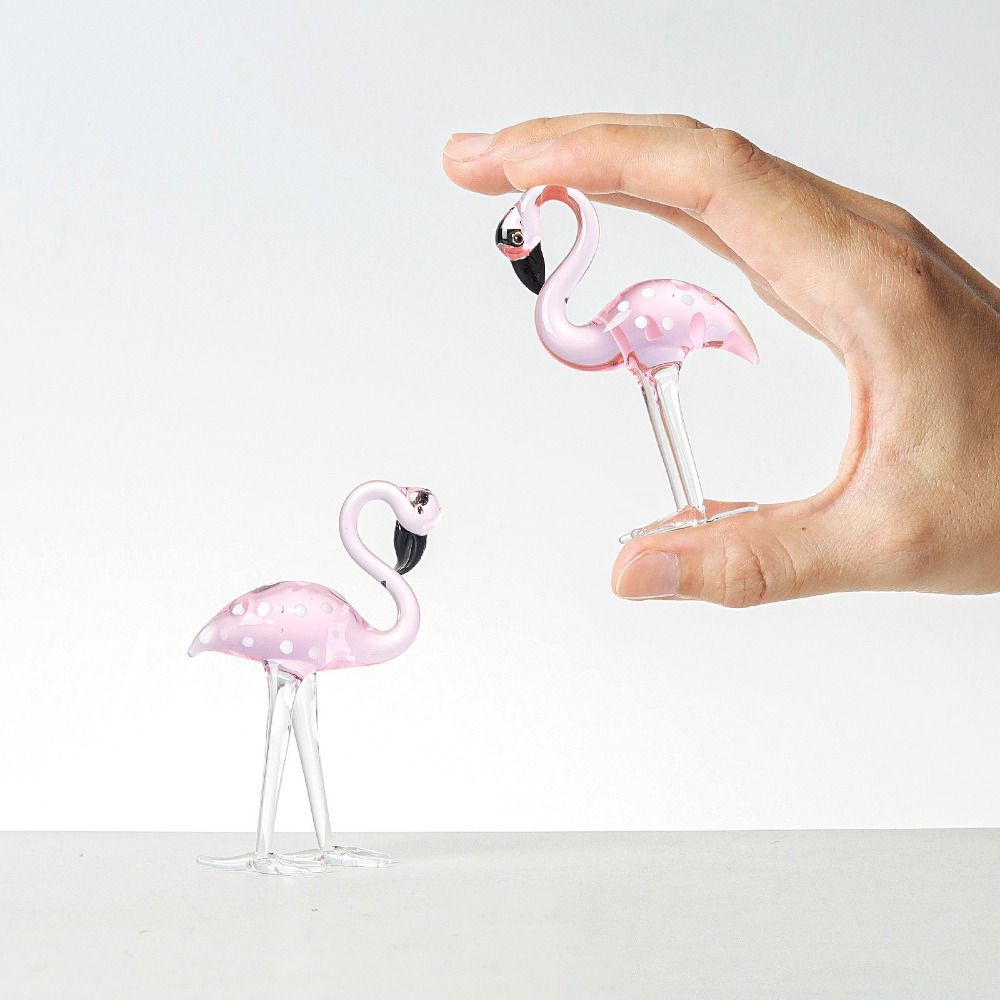 Handmade Art Simulated Pink Flamingo Cute Animal Sculpture Creative Glass Flamingo Figurines  Home