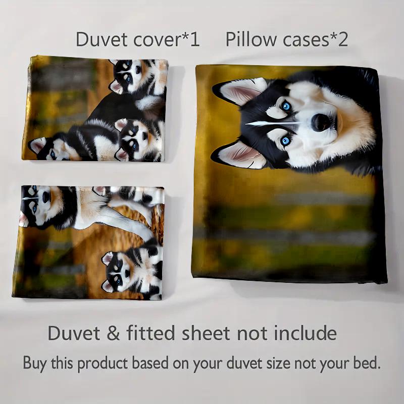 Husky Forest Scene Bedding Duvet Cover Sets Duvet Covers Pillowcases Gifts (1 * Duvet Cover 2 * Pillowcases, Without Duvet Insert)