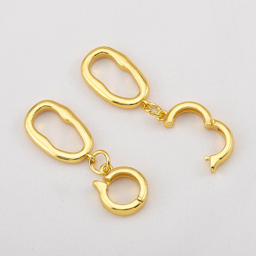 

18K Gold Plated Irregular Oval Double Circle Fastener DIY Jewelry Making Accessories Connectors Clasp Necklace Bracelet Supplies 1pc 21.3x6.5mm