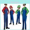 Familyfriendly Super Mario Bros Luigi Cosplay Costume Bright Colorful Full Body Suit For Halloween And Parties