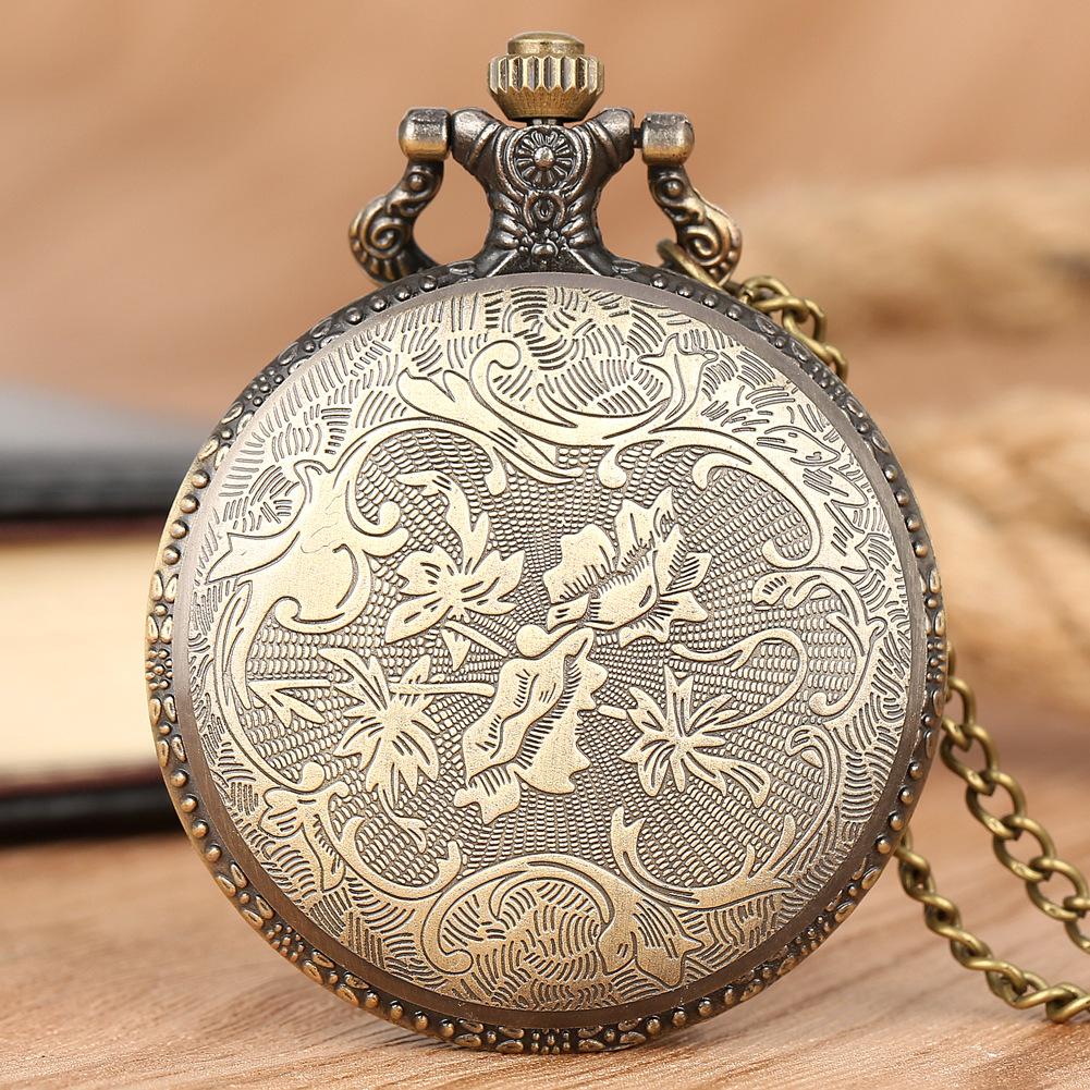 Orologio da Tasca al Quarzo a Forma di Lisca di Pesce Vuota Vintage Collana Catena Orologio Regali per Uomo Donna