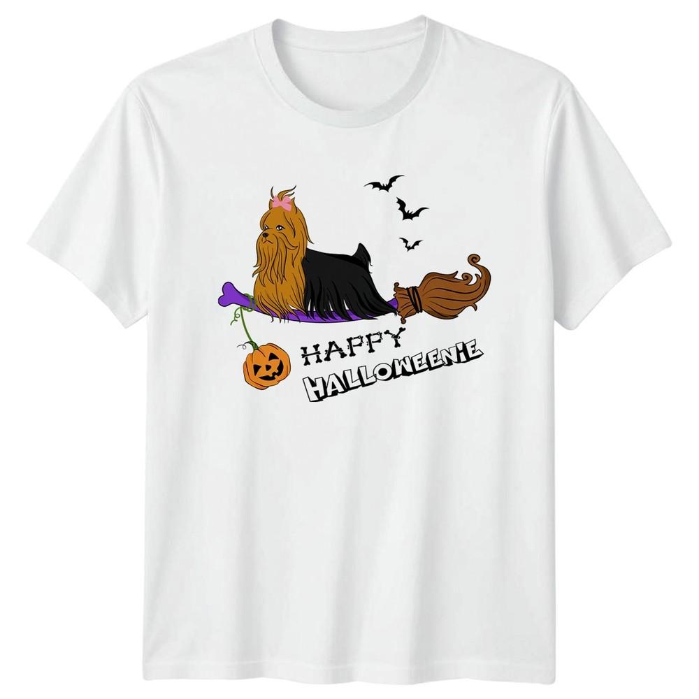 Happy Halloweenie Unisexs TShirt Yorkie Dogs Halloween Gift For Her S