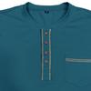 Men Vintage Contrast Color Crew Neck Long Sleeve Pocket Casual Henley T Shirt