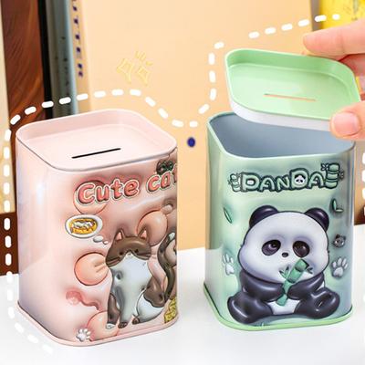 Cartoon Animal Tinplate Piggy Bank Unbreakable Coin Cash Container Storage Jar Boys Girls Money Saving Box Desktop Decoration