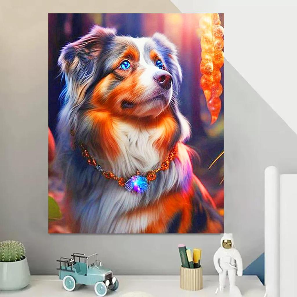 Rámová malba podle číselných sad Psí zvíře Kresba na plátně Ručně malované kutily pro dospělé domácí dekorace 40x50