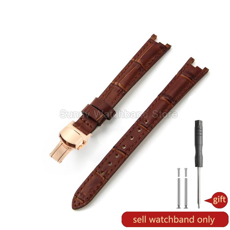 Concave Interface Design Women's Genuine Leather Watch Accessories 12mm for Tissot 1853 Flamingo T094210 Series Watch Strap
