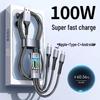 100W Schnellladekabel 3-in-1 USB-Kabel für Apple & Typ-C Autoladegeräte