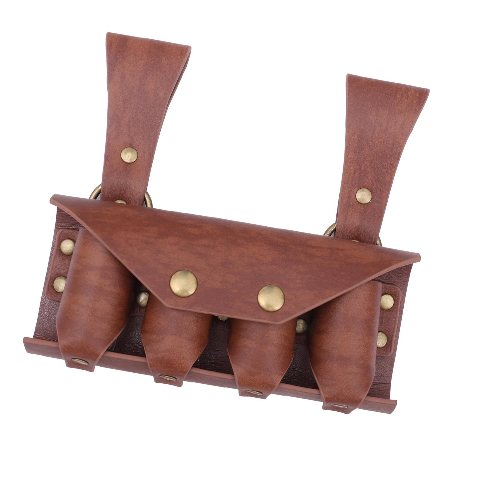 

Vintage Renaissances Costume Accessories Set with Faux Leather Belt and Potion Bottle Holder with 4Pcs Cork Potion Vials 1 коричневий