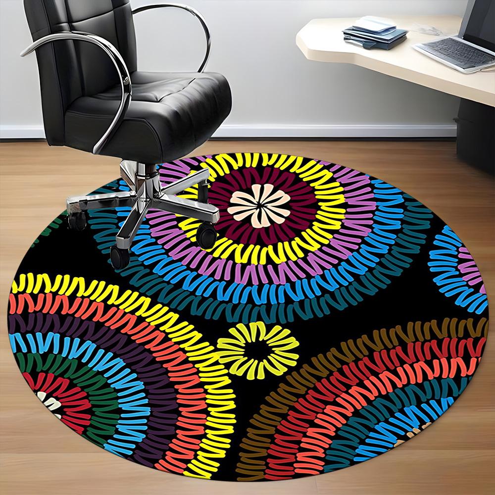 1pc Colorful Circular Pattern Carpet, Round Non Slip Durable Large Size Office Carpet, Suitable for Office