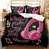 Headphones Duvet Cover Rock Music Melody Note Bedding Set Cool White Headset Boys Double Queen King Size Polyester Qulit Cover