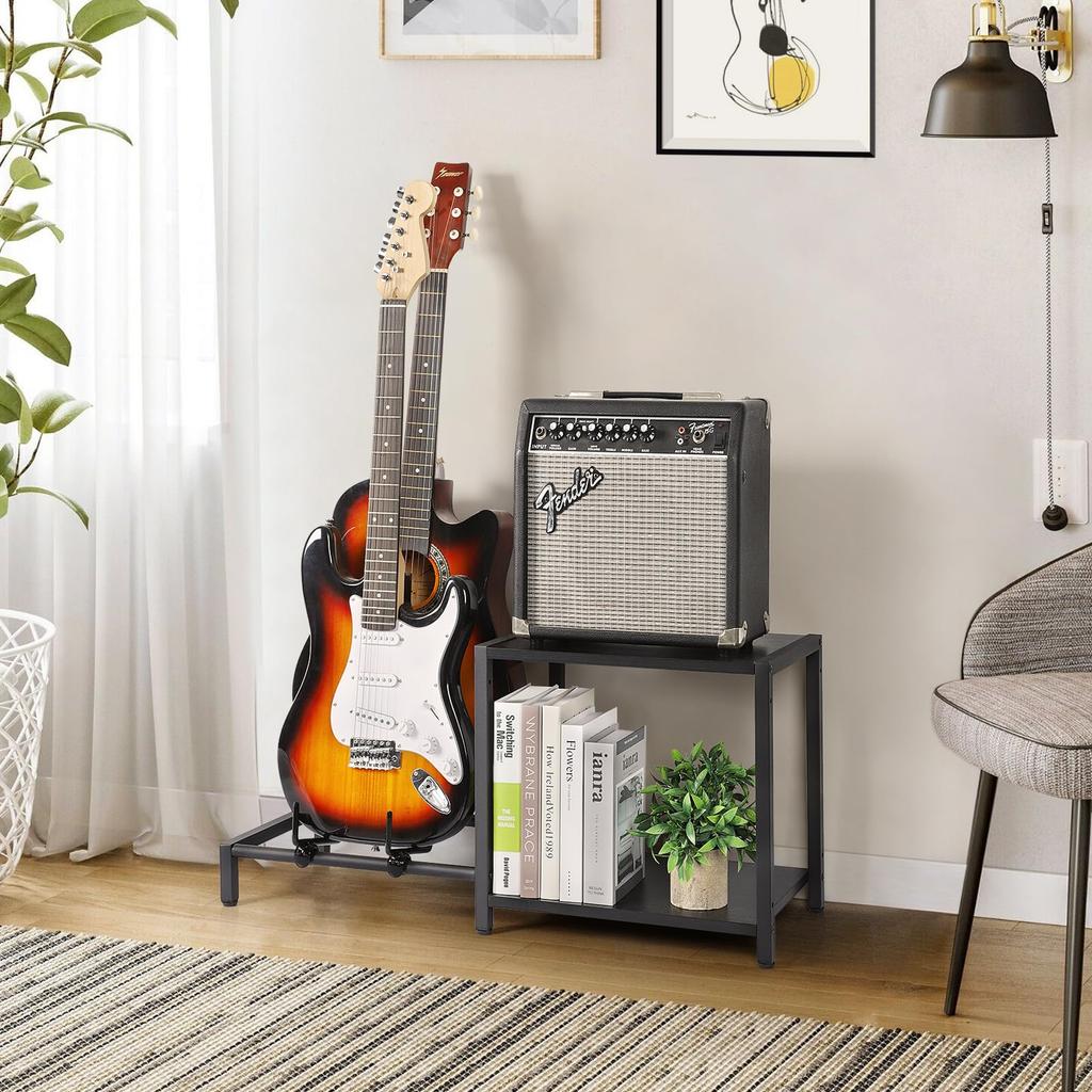 VINAEMO Guitar Stand 2 Includes Guitar Amp Acoustic Guitar Bass Electric Guitar Universal Display Adjustable Guitar Durable Large Capacity Storage for