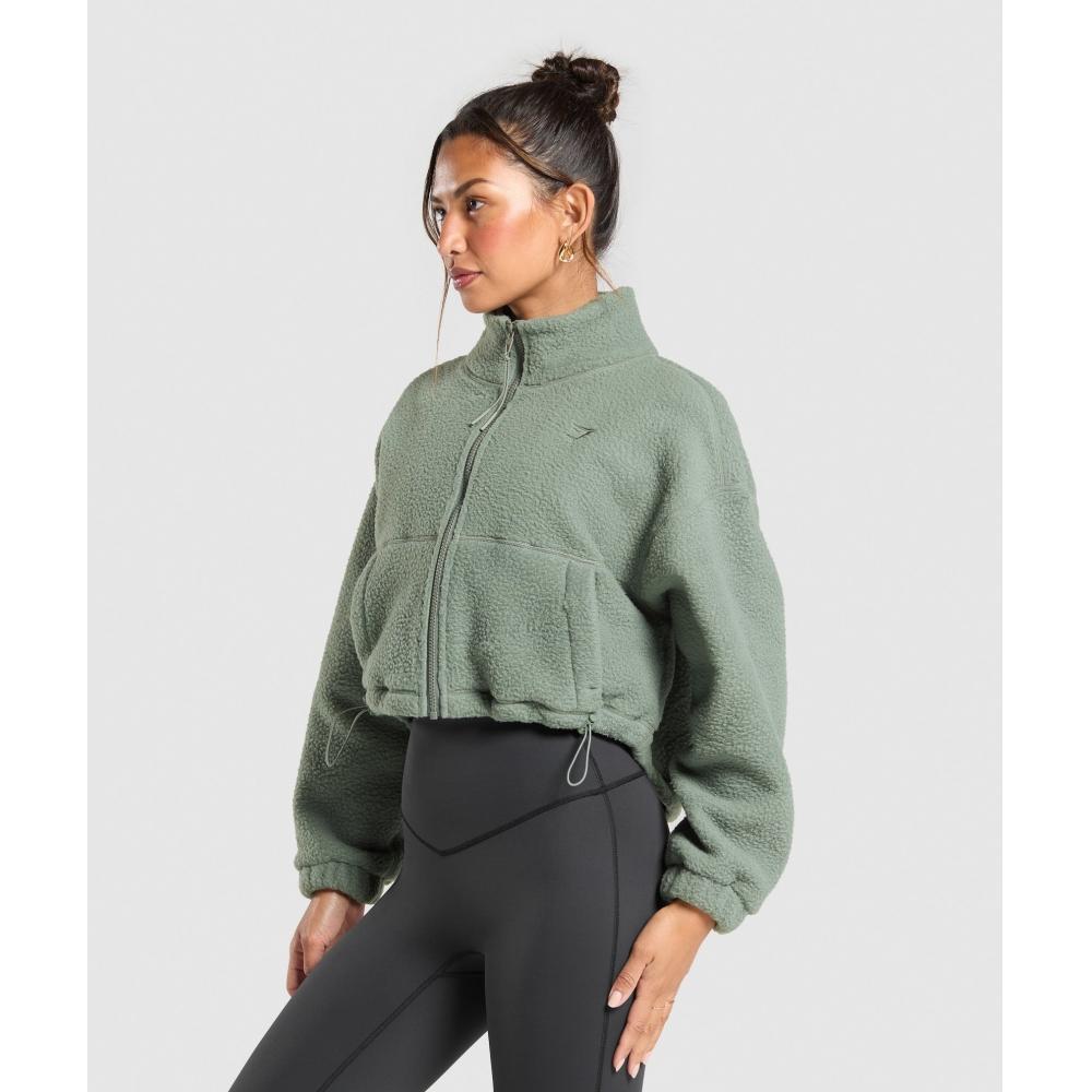 Gymshark Elevate Fleece Mid Jacket Unit Green B5a7t Ecjf
