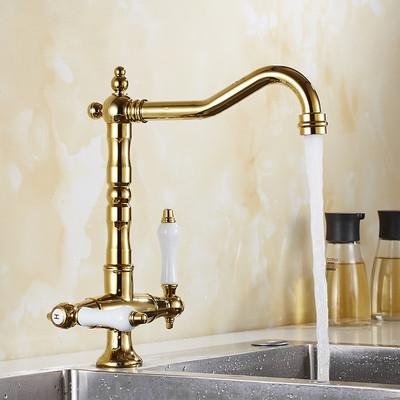 

Antique Kitchen Faucet Hot Cold Black Single Lever Mixer Crane Deck Brass Classical Black Tap Mixer Brass Sink Mixer золотой