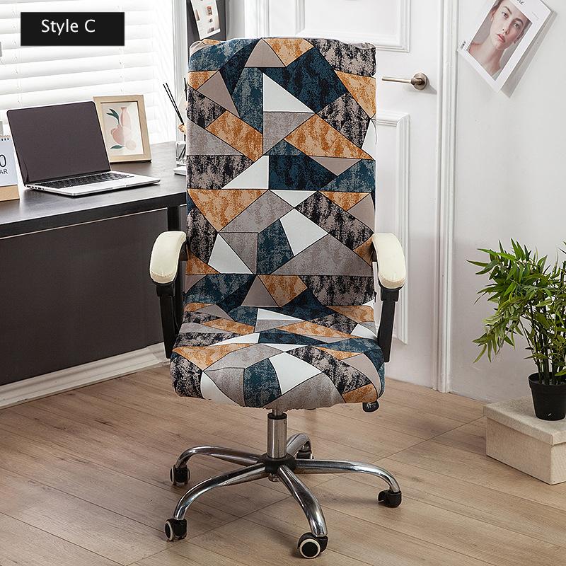 Stretch Printed Computer Office Chair Covers Universal Soft Desk Rotating Chair Protector with Zipper Removable Anti-Dust Cover