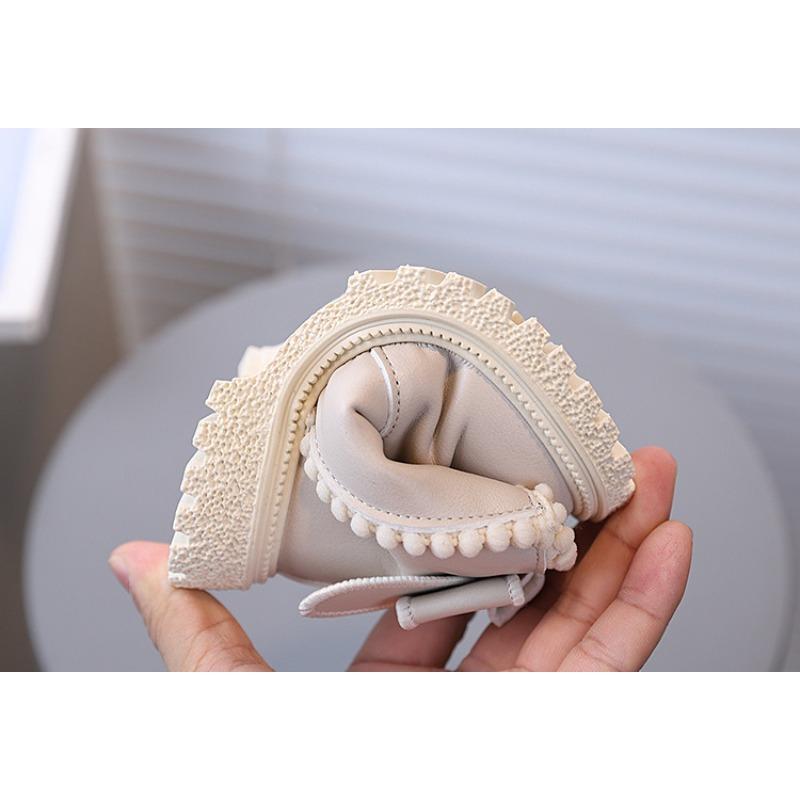 New Winter Korean Style Lined Children's British Ankle Boots Girls Side Zipper Fashion Soft Durable Leather Boots