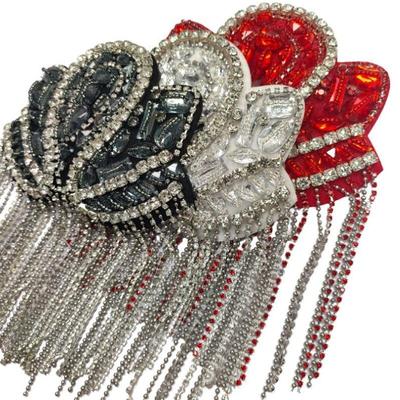 1pz Spalline con Nappa Decorazione Perline Strass Scintillanti Spalla Nappa Spallina Staccabile