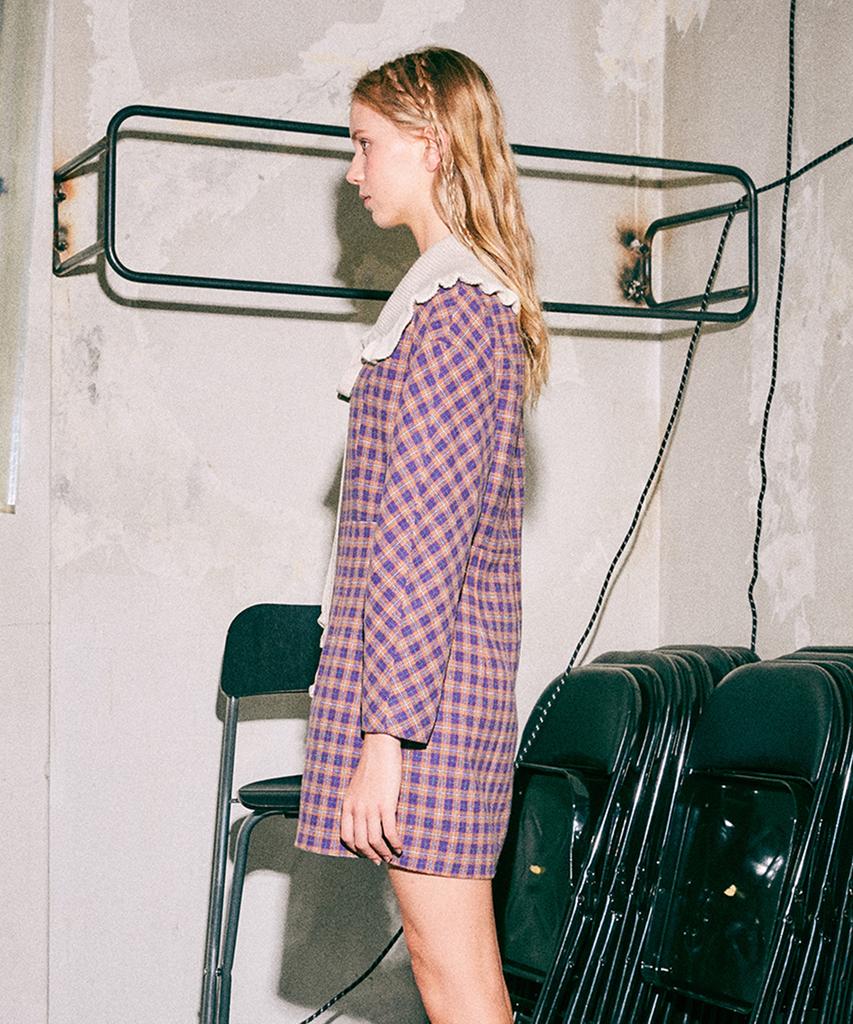 Near And Dear Holiday Check Mini Dress_Purple