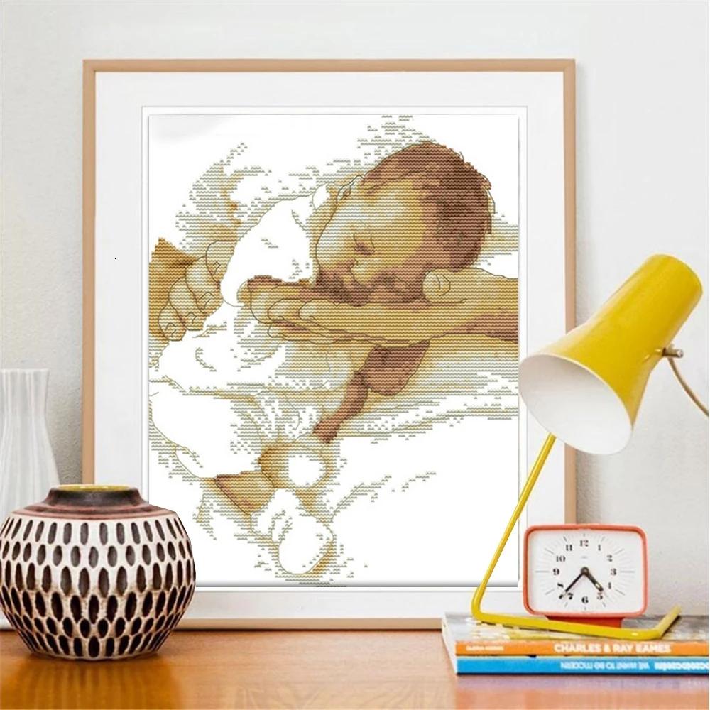 huacan Full Drill Square Diamond Painting 5D Portrait DIY Diamond Embroidery Father And Baby Home Decoration