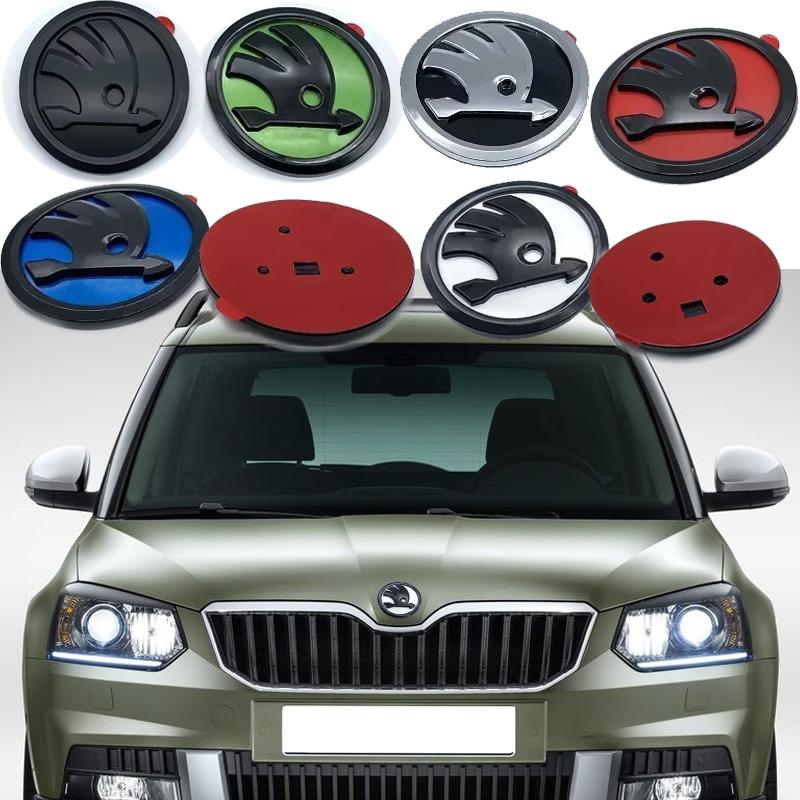DYZ5 ABS 100mm Front Rear Emblem Decals for Skoda Yeti Superb Octavia A7 RS Rapid Fabia Karoq Car Trunk Badge Sticker Accessories