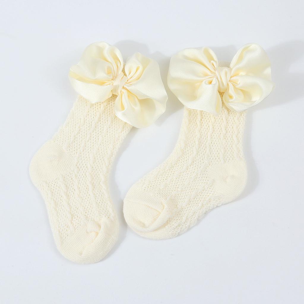 1Set Neugeborenen Big Bowknot Stirnbänder Aushöhlen Lange Socken Neue Baby Weiche Feste Prewalker Socke Mädchen Infant Gestrickte Haarband Socken