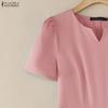 ZANZEA Abito casual da donna a maniche corte con scollo a V tinta unita