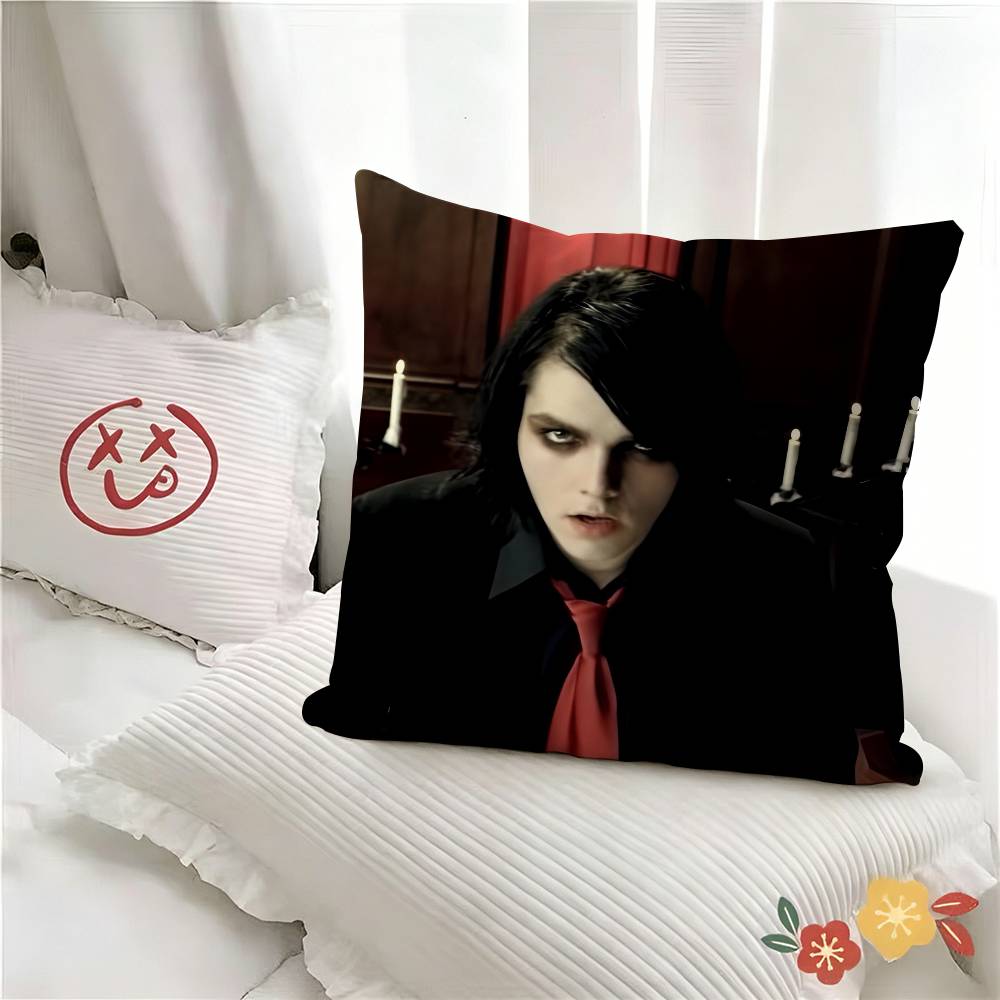 Rock Band My CChemical Romance MCR Ggerard Way Pillow Case Fashion Square Pillowcase Bedroom Sofa Room Ins Decoration Leisure