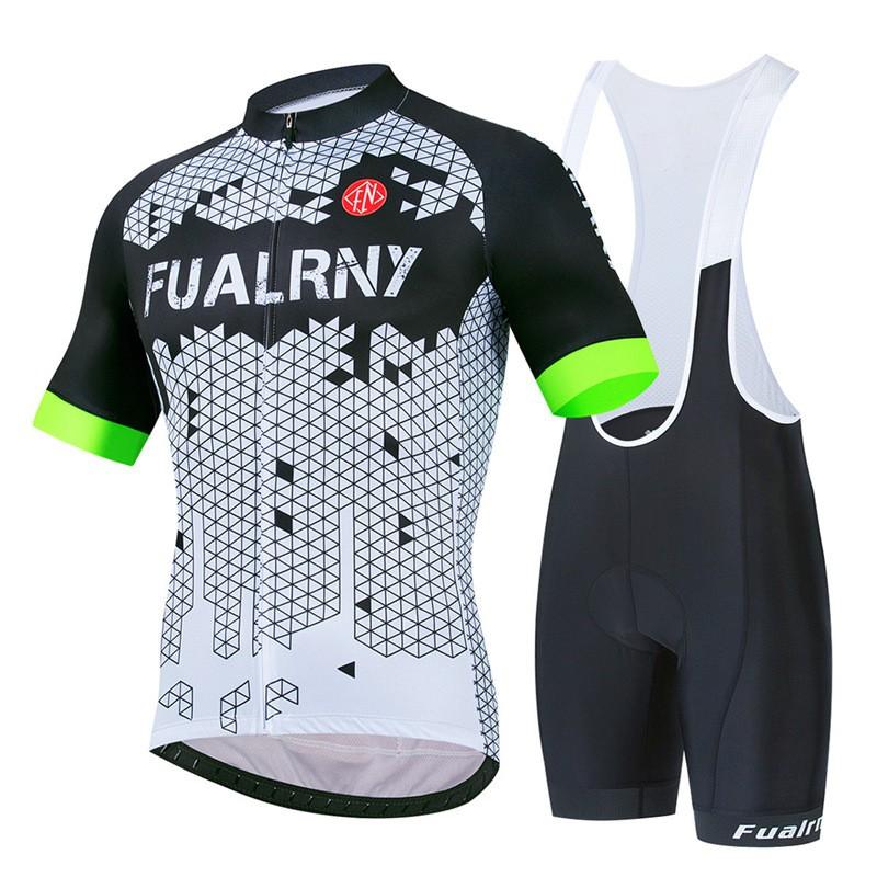 Mens Mountain Bike Cycling Jersey Bib Shorts Set Breathable Quick-Dry Sportswear Outdoor Riding