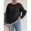 Fall Winter New Women Loose Color Block Patchwork Casual Pullover Sweater, European & American Style Ladies Top