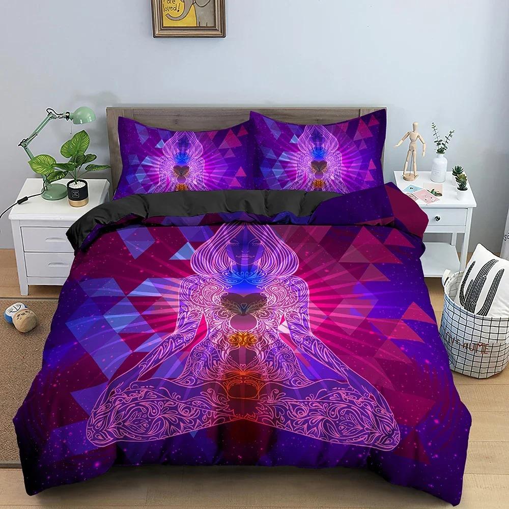 Seven Chakras Buddha Bedding Set Mandala Duvet Cover Bedroom Comforter Covers With Pillowcase Single King Home Textile