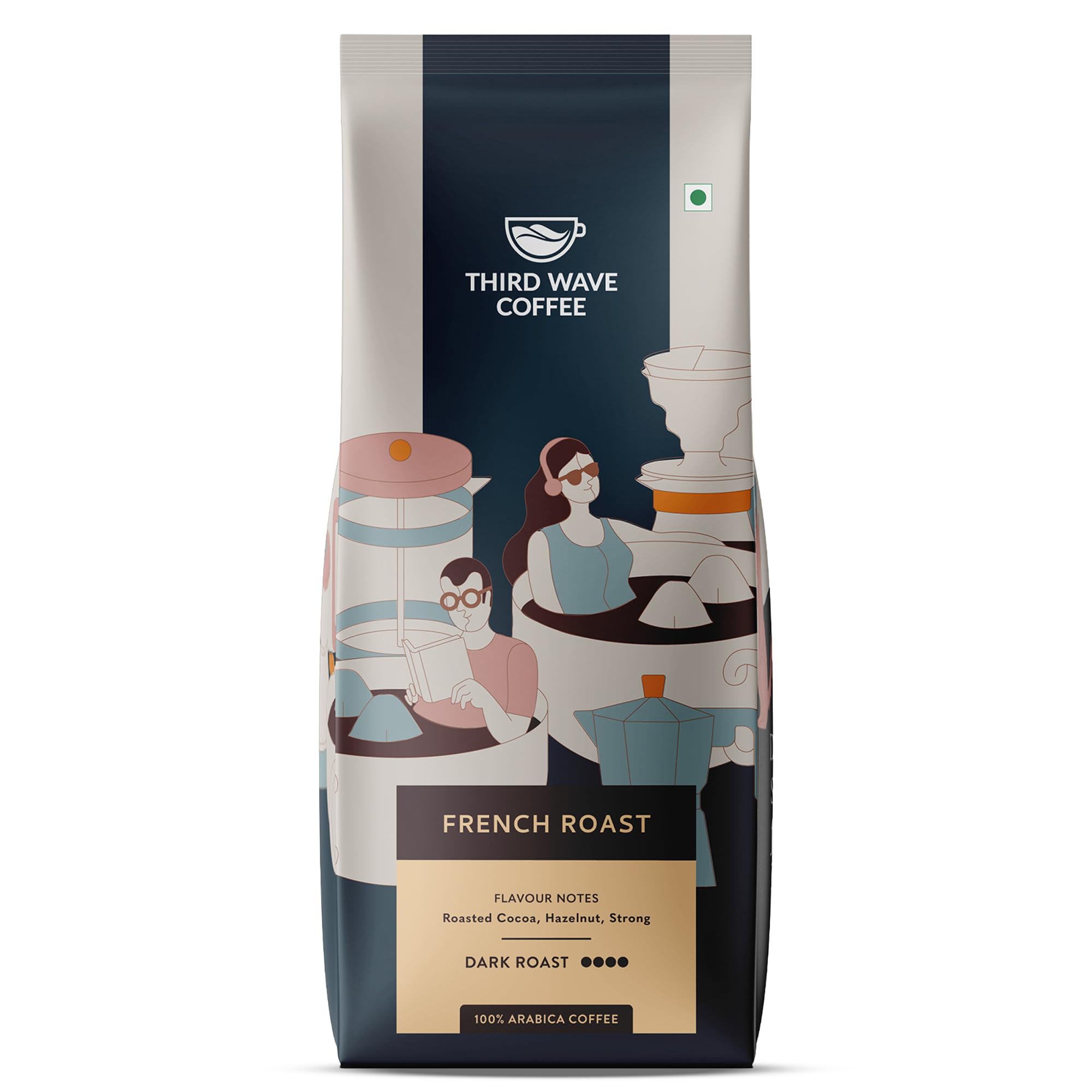 THIRD WAVE COFFEE | French Roast | 100% Arabica | Dark Roast | Whole Beans | 250 grams | Pouch