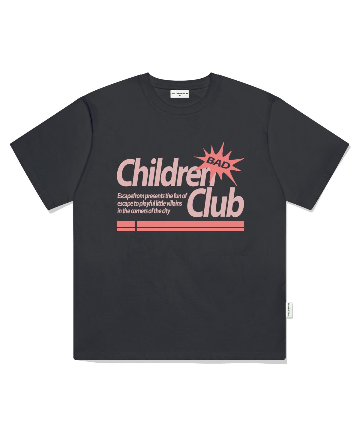 Escape From Bad Children Club Print Oversized Short Sleeve T-Shirt Charcoal L