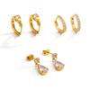 SHIXIN 2026 New Classic Stainless Steel Zircon Stud Earring Women Exquisite 18k Gold Plated Piercing Ear Wedding Banquet Jewelry