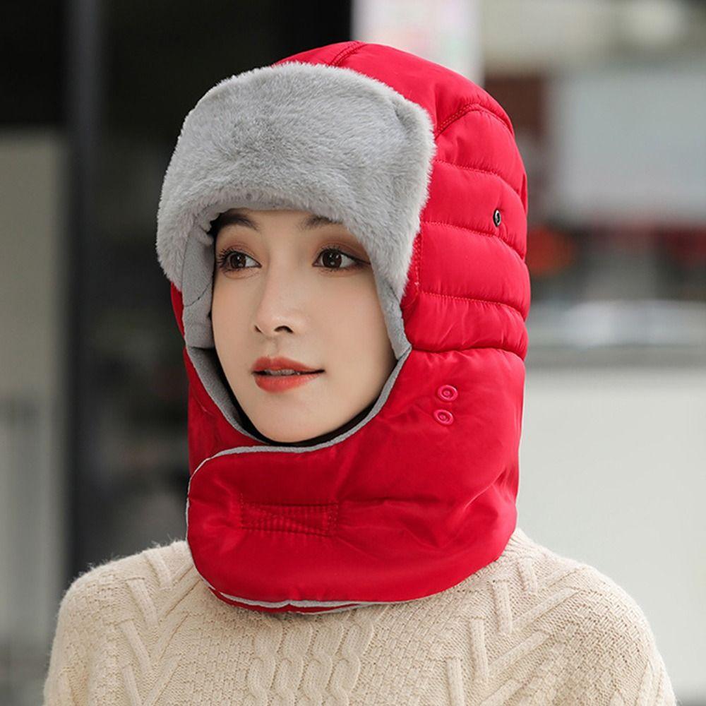 Cold-proof Cycling Caps Thicken Windproof Beanies Fashion Plush Thermal Trapper Hat  Winter Warm