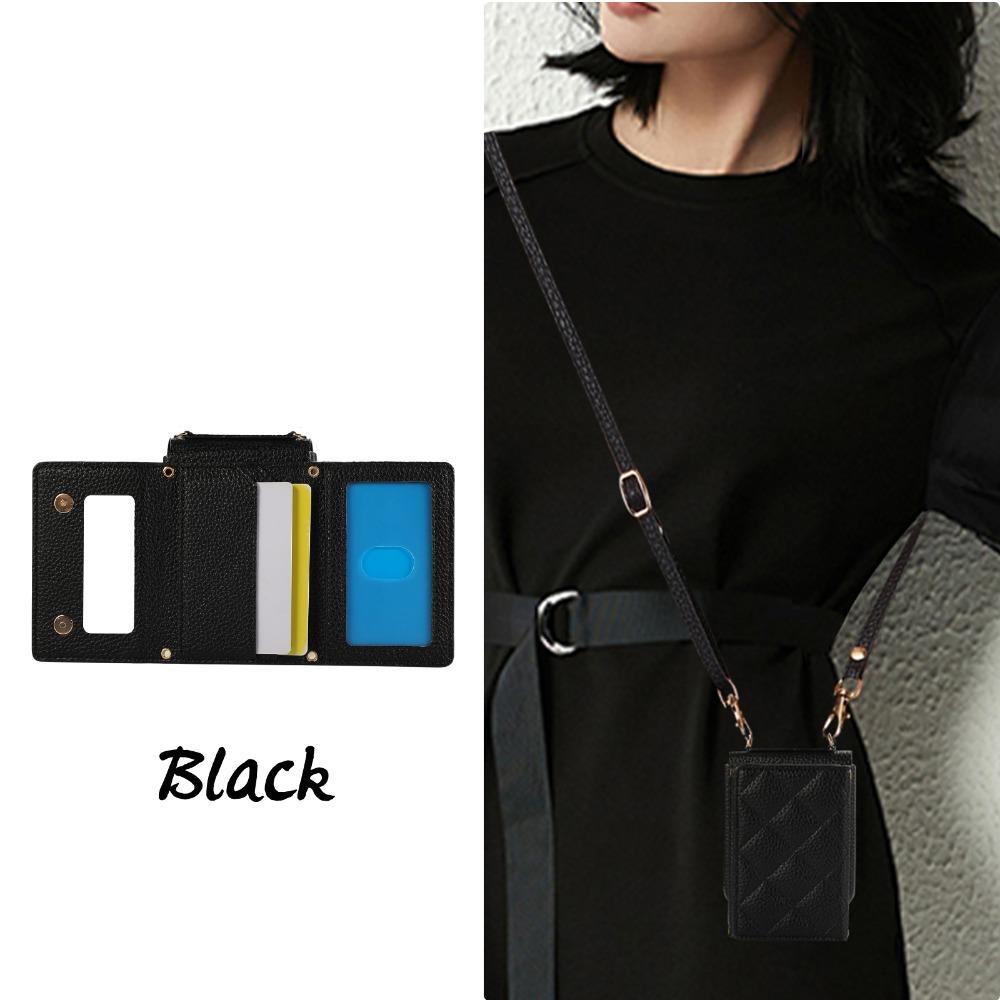 Mirror Wallet with Card Holder Phone Case for Samsung Galaxy Z Flip 6 5 4 3 Flip6 Flip5 Flip4 Flip3 Crossbody PU Leather Cover