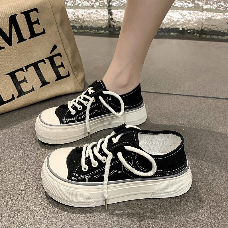 Platform Canvas Shoes Women's Summer New Versatile Retro Breathable Heightening Student Leisure Sports Board Shoes
