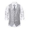 Men Waistcoat V-neck Sleeveless Single Breasted Vest Coat Shiny Sequins Daily Parties Nightclubs Vest Coat