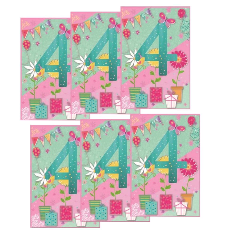 Simon Elvin Juvenile Girl 4th Birthday Greetings Card (Pack of 6)