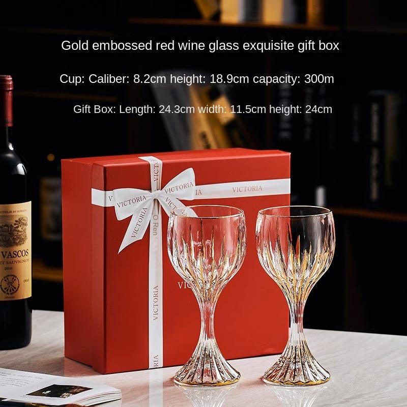 High-end rødvinsglassett, hjemmekrystallvinglass, høyfotet glass