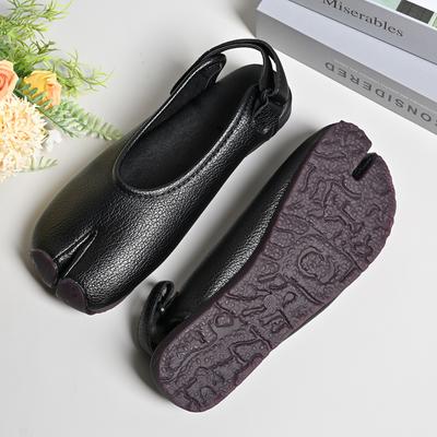 Sandali Bassi con Zeppa in Pelle Morbida Estivi a Punta Divisa da Donna, Scarpe Basse Casual Comode, Slingback Tabi, Scarpe da Ballo