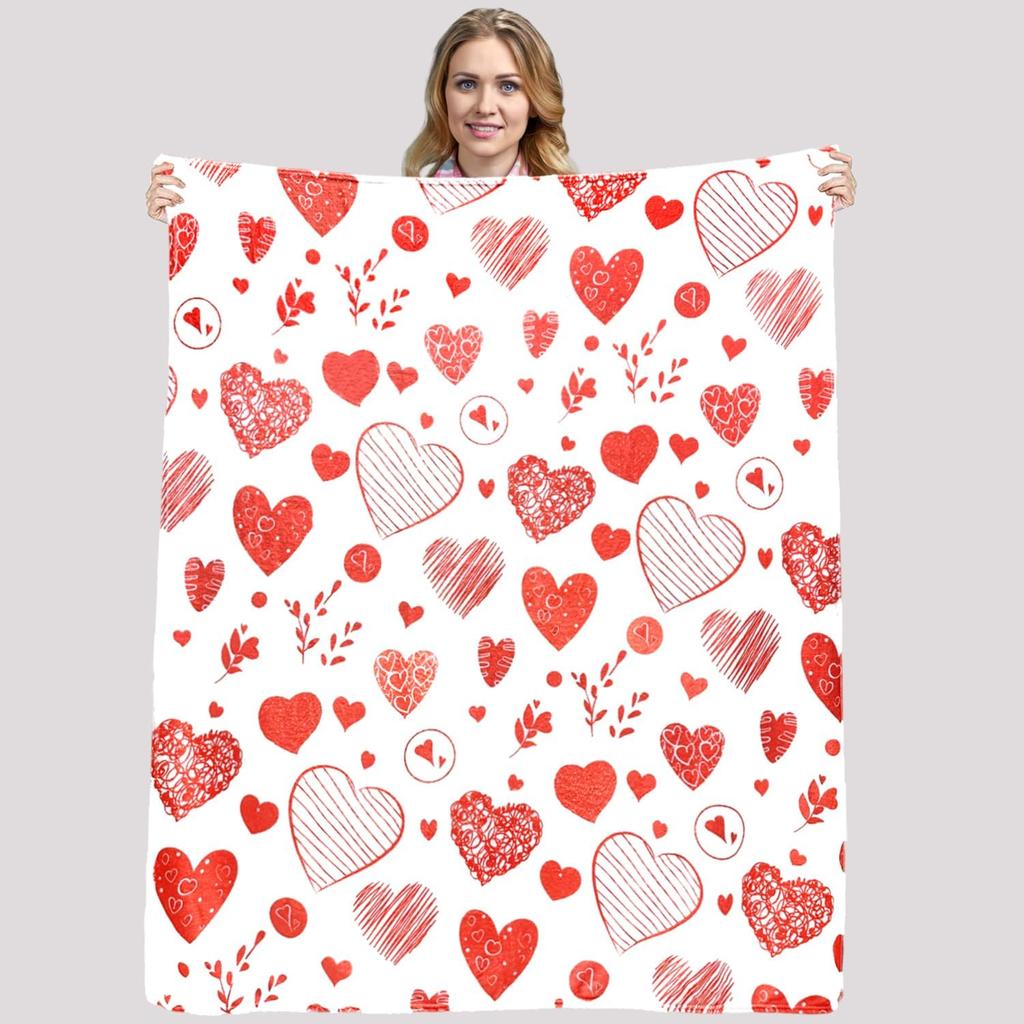 Summer Lightweight Mom Throw Blanket with Hearts 60 x 50 Inch for Sofa,Bed & Air Conditioning Rooms,Cooling Flannel Blanket for