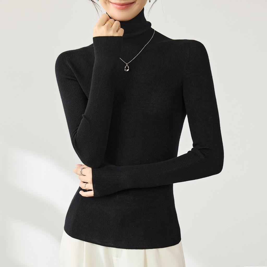 Yangzi Seamless High Neck 100% Fine Wool Slim Fit Women's Sweater