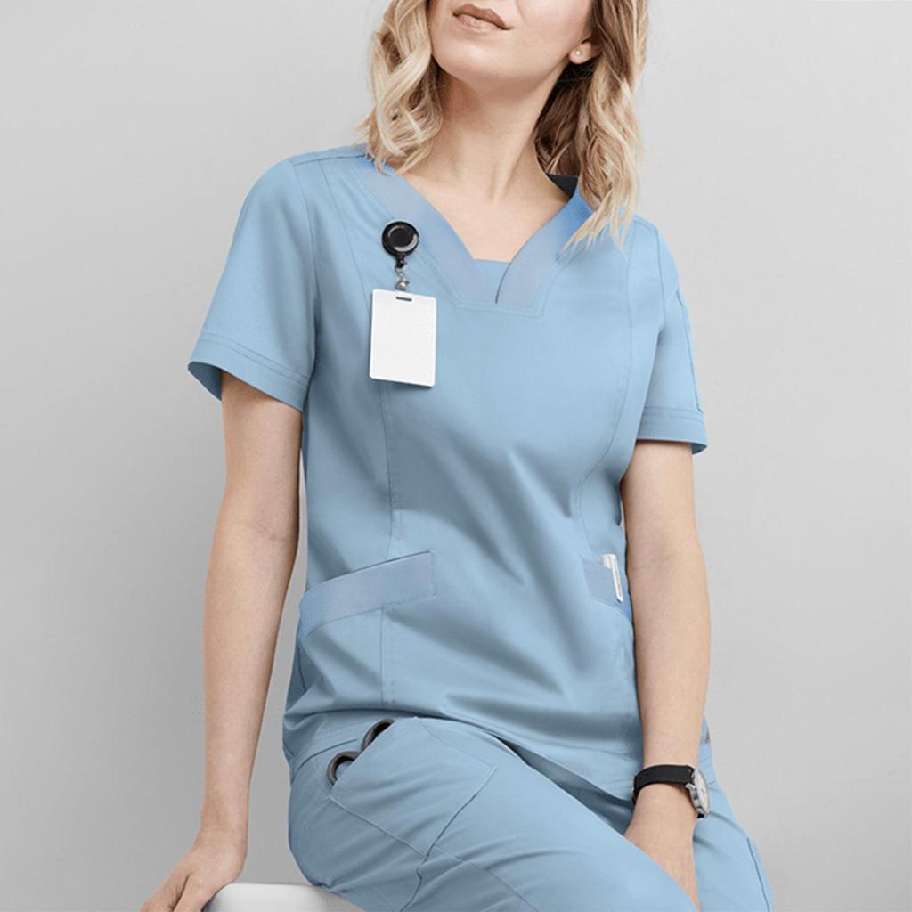 Women's Short Sleeve Scrub Top - Nurse/Surgeon Workwear T-Shirt Gown