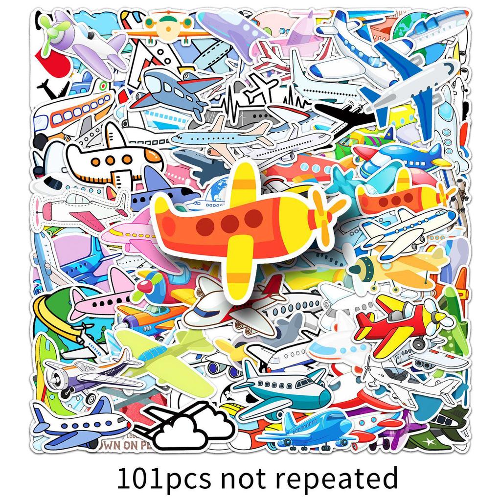 Aircraft Cartoon Vehicle Stickers: 101 Cute, Waterproof Decorations for Suitcases & Phone Cases.