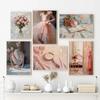 Pink Vintage Preppy Ballet Female Fashion Art Posters Prints Canvas Painting Wall Art Picture Living Room Home Decor