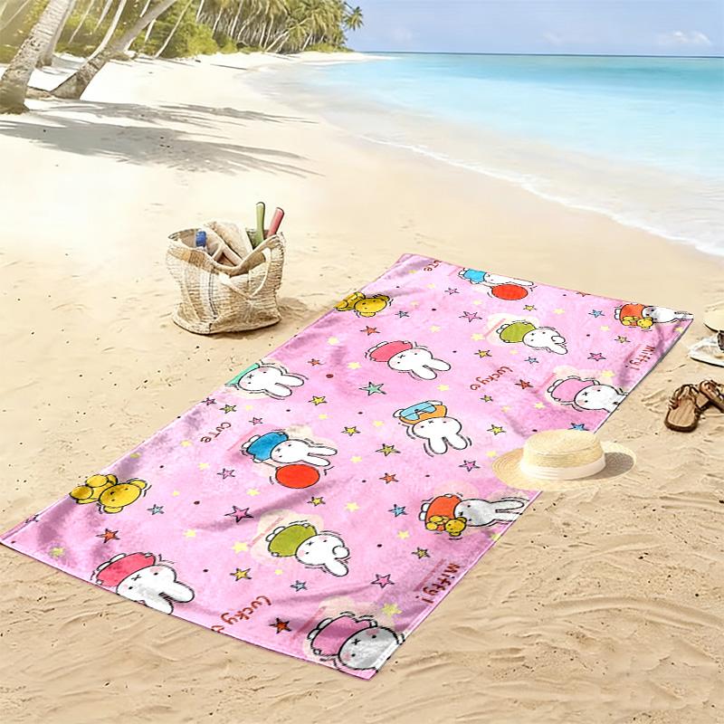 Miffy Print Beach Towel, Large Soft Quick Dry Towel for Beach Camping Swimming
