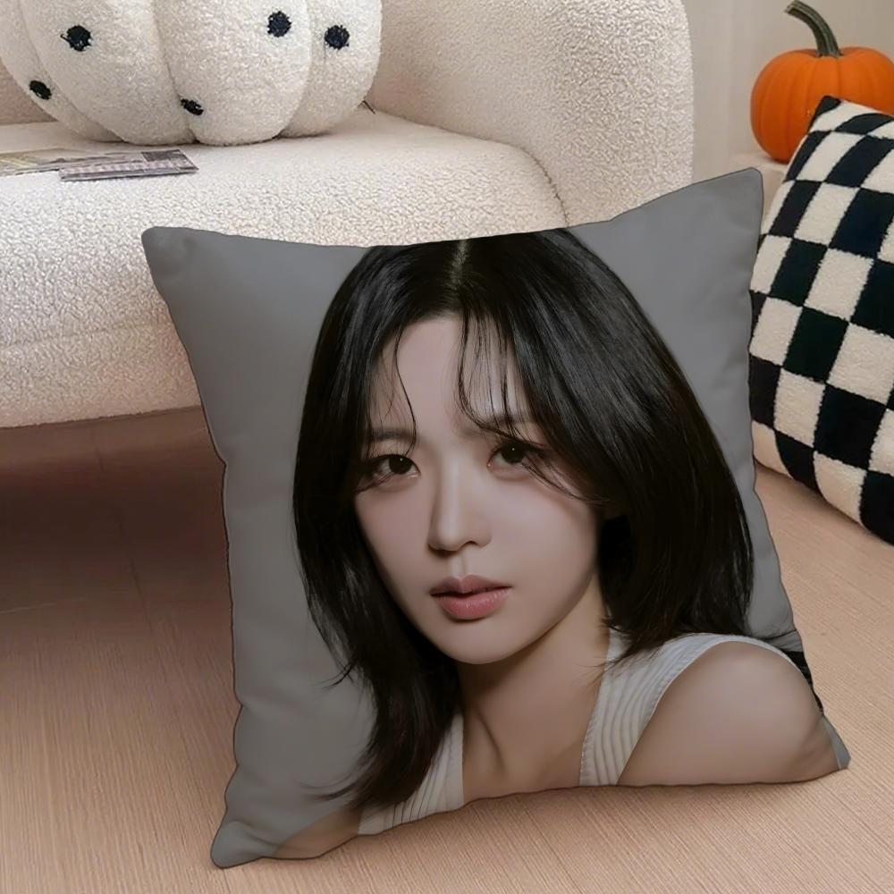 Korean KKim Ji Wons Beautiful Girl Cushion Cover Throw Pillow Cover Hidden Button Durable Polyester Chair Cushion