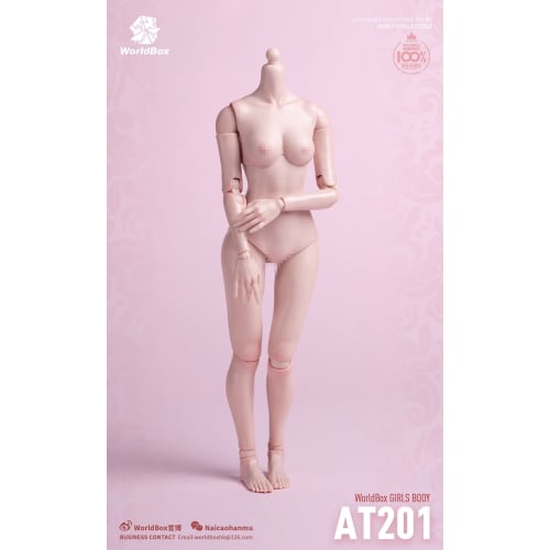 Tbmodel Worldbox 1/6 Scale Figure, Female, Articulated Body Set, Cosplay Action Figure, AT201, White Skin, No Head or Clothes, Includes Interchangeabl