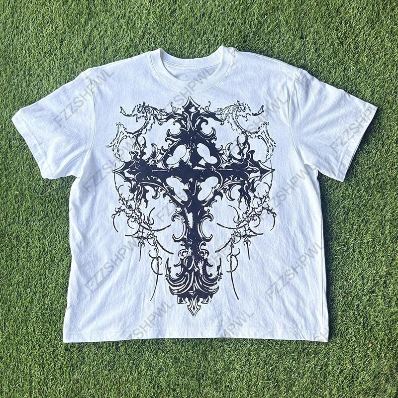 

Y2K Cotton Tshirt Rock Goth Hip Hop Streetwear High street Short Sleeve Tshirt Harajuku Graphic Print Casual Classic Clothes S