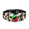 Factory National Country Flag Design Bracelet Crystal Bead Snap Button Sports National Team Jewelry Gift Leather Wrap Bracelet