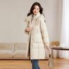 Women's Mid-Length Hooded Down Jacket - White Duck Down, Large Pockets, Warm Winter Outerwear (WN6105)